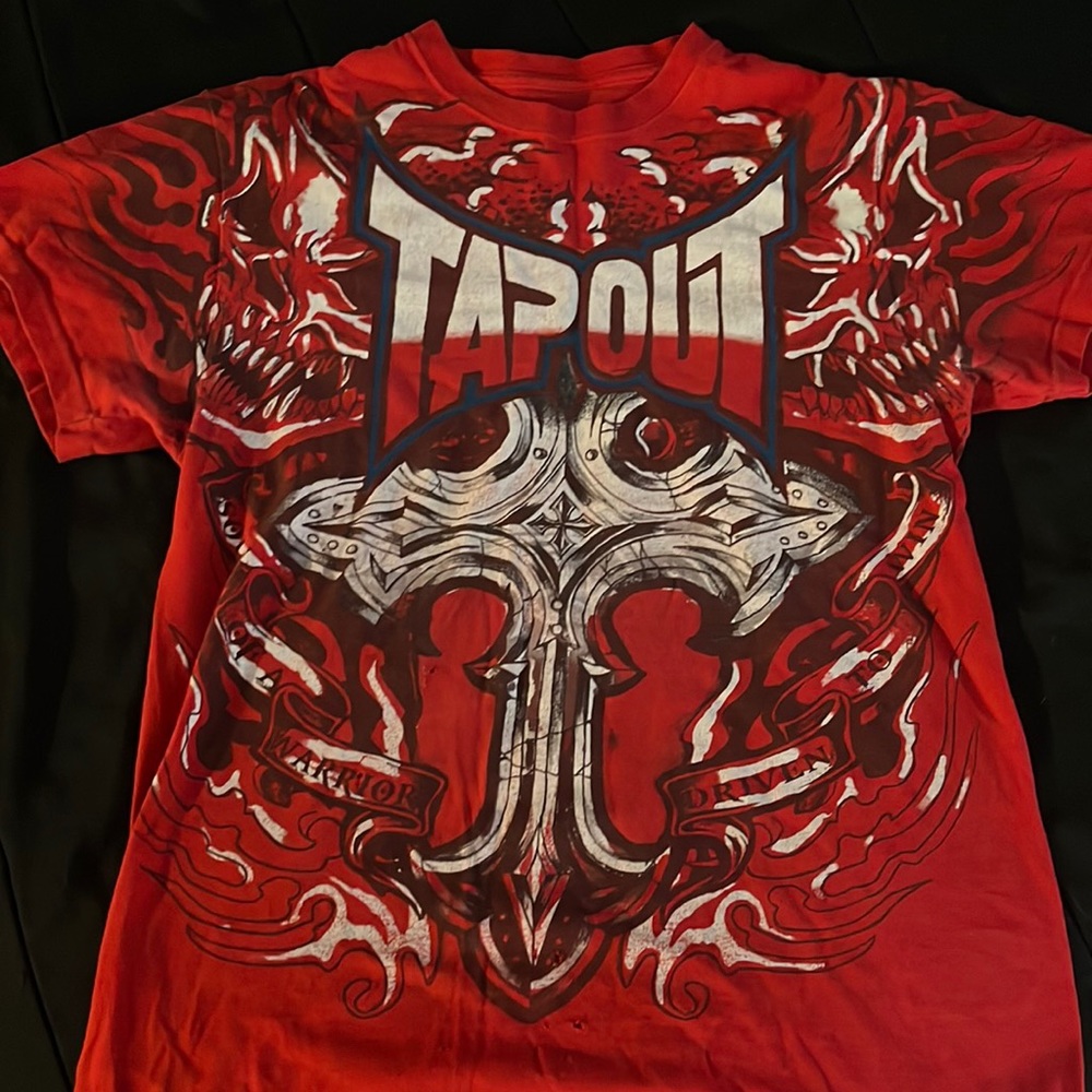 red vintage y2k tapout affliction style shirt